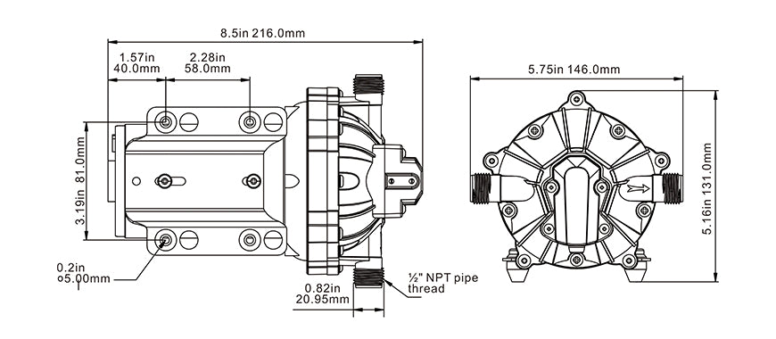 SEAFLO 51 Series EXTREME 12V DC Diaphragm Pump - Ideal for Boats, Vans, and RV's