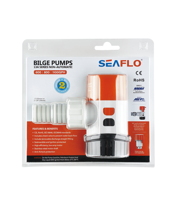 13A SERIES 1100GPH Non-Automatic BILGE PUMPS