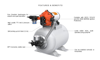 SEAFLO 8L Accumulator Pressure Boost System