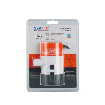 Seaflo Bilge Pump 500 GPH 12 Volt SFBP1-G500-01 Set Hose&Connector