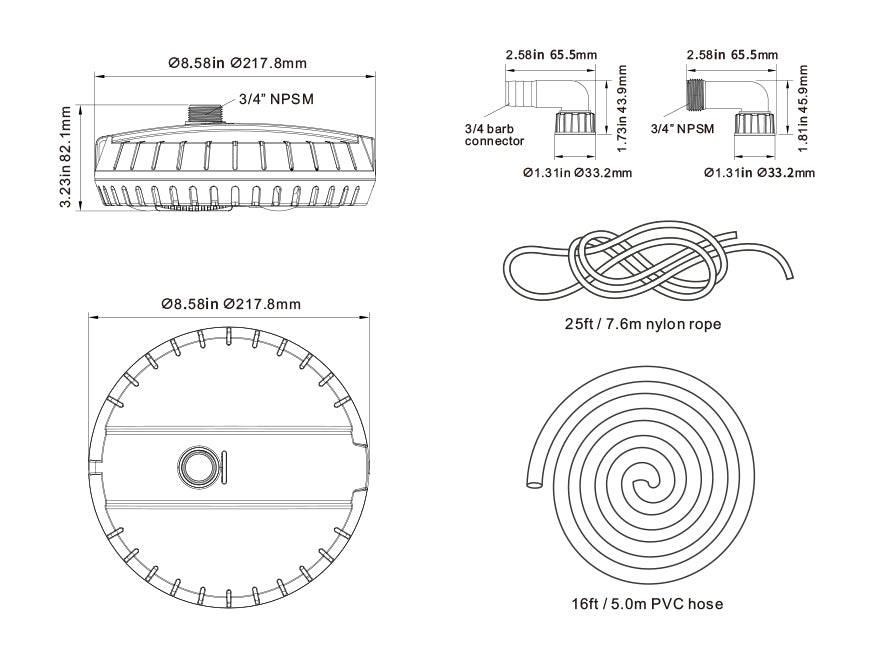 51W 115/230V Pool Cover Pump 16GPM