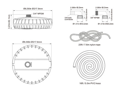 51W 115/230V Pool Cover Pump 16GPM