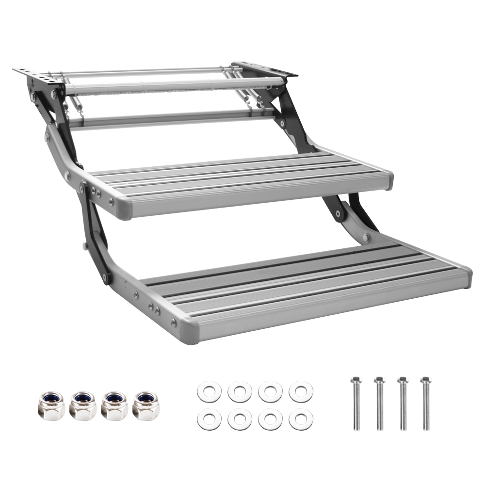Caravan Double Steps LED Pull Out Folding Camper Trailer RV