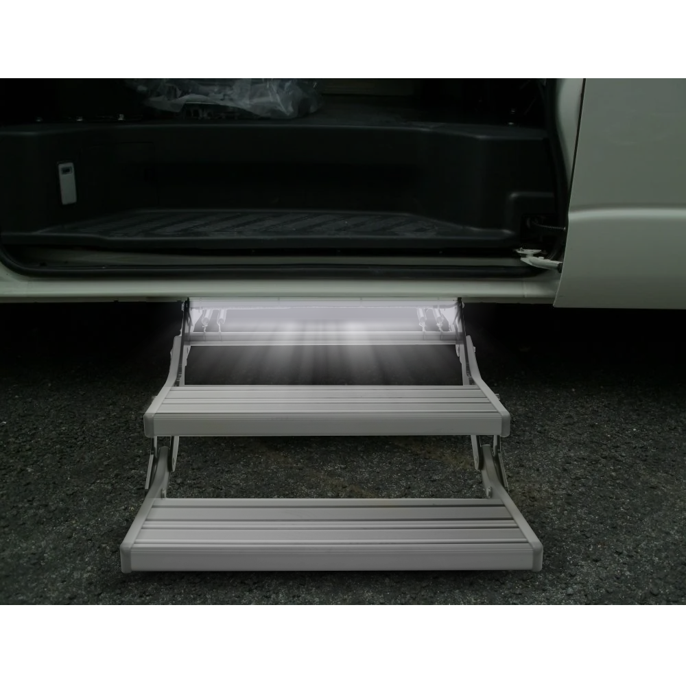 Caravan Double Steps LED Pull Out Folding Camper Trailer RV