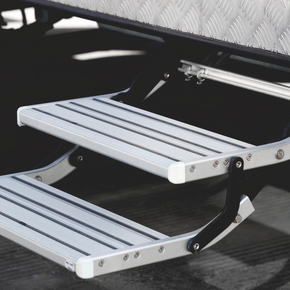 Caravan Double Steps LED Pull Out Folding Camper Trailer RV